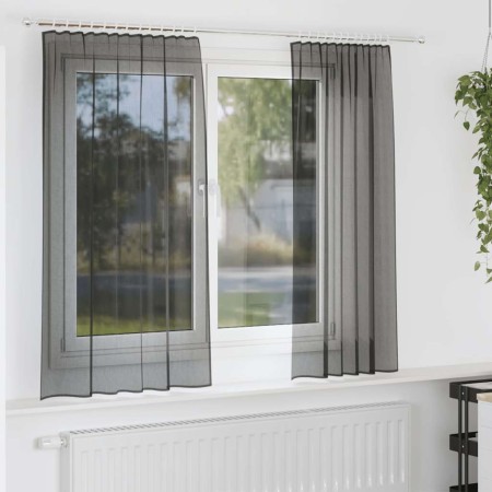 Cortinas de gasa con trabillas 2 uds. negro von , Vorhänge und Gardinen - Ref: Foro24-4102257, Preis: 13,58 €, Rabatt: %