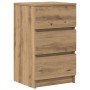 Mesilla de noche con 3 cajones roble artesanal 39x35x65 cm by , Nightstands - Ref: Foro24-861353, Price: 63,91 €, Discount: %