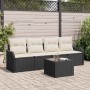 Conjunto de sofá de jardín 5 pcs Negro Poliratán