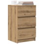 Mesilla de noche con 3 cajones roble artesanal 39x35x65 cm by , Nightstands - Ref: Foro24-861353, Price: 63,91 €, Discount: %