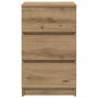 Mesilla de noche con 3 cajones roble artesanal 39x35x65 cm by , Nightstands - Ref: Foro24-861353, Price: 63,91 €, Discount: %