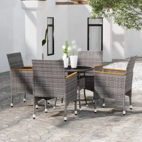 Garten Essgarnitur 5 Stück Kunststoff Rattan grau von vidaXL, Gartensets - Ref: Foro24-3058495, Preis: 377,76 €, Rabatt: %