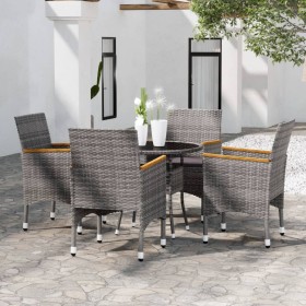 Juego de comedor de jardín 5 piezas ratán sintético gris de vidaXL, Conjuntos de jardín - Ref: Foro24-3058495, Precio: 364,59...