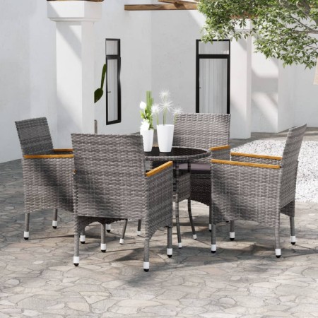 5-piece synthetic rattan garden dining set in gray color. by vidaXL, Garden sets - Ref: Foro24-3058495, Price: 364,59 €, Disc...