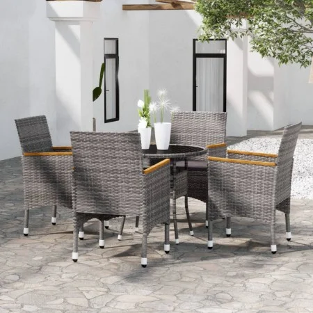 5-piece synthetic rattan garden dining set in gray color. by vidaXL, Garden sets - Ref: Foro24-3058495, Price: 377,76 €, Disc...
