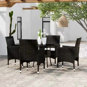 Garten Esstischgarnitur 5 Stück Kunststoff Rattan schwarz von vidaXL, Gartensets - Ref: Foro24-3058488, Preis: 331,76 €, Raba...
