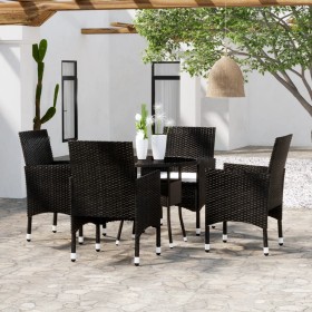 Garten Esstischgarnitur 5 Stück Kunststoff Rattan schwarz von vidaXL, Gartensets - Ref: Foro24-3058488, Preis: 313,15 €, Raba...