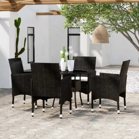 5-piece black synthetic rattan garden dining set by vidaXL, Garden sets - Ref: Foro24-3058488, Price: 331,83 €, Discount: %