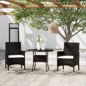 3-teiliges Garten-Ess-Set aus schwarzem synthetischem Rattan von vidaXL, Gartensets - Ref: Foro24-3058478, Preis: 225,06 €, R...