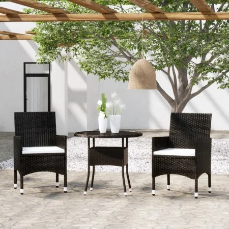 Juego de comedor para jardín 3 piezas ratán sintético negro de vidaXL, Conjuntos de jardín - Ref: Foro24-3058478, Precio: 224...