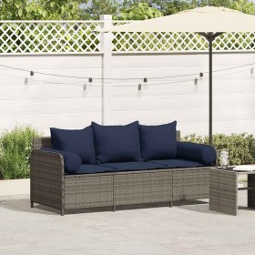 Sofá de jardín de 3 plazas con cojines ratán sintético gris von , Outdoor-Sofas - Ref: Foro24-4104179, Preis: 225,67 €, Rabat...