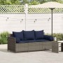 Sofá de jardín de 3 plazas con cojines ratán sintético gris von , Outdoor-Sofas - Ref: Foro24-4104179, Preis: 225,67 €, Rabat...