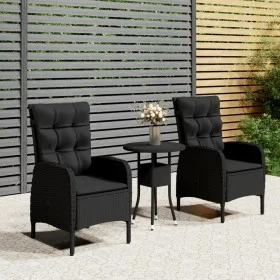 3-piece synthetic black rattan garden bistro set by vidaXL, Garden sets - Ref: Foro24-3058544, Price: 327,67 €, Discount: %