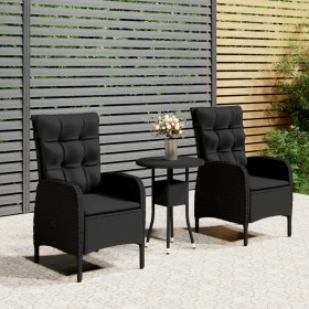 3-teilige Garten-Bistro-Garnitur aus schwarzem Kunststoff-Rattan von vidaXL, Gartensets - Ref: Foro24-3058544, Preis: 285,21 ...