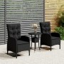 3-piece synthetic black rattan garden bistro set by vidaXL, Garden sets - Ref: Foro24-3058544, Price: 285,21 €, Discount: %