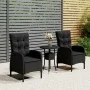 3-piece synthetic black rattan garden bistro set by vidaXL, Garden sets - Ref: Foro24-3058544, Price: 327,67 €, Discount: %