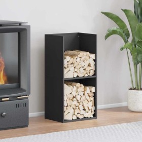 Leñero negro 40x30x80 cm Acero laminado en frío by , Firewood bags and holders - Ref: Foro24-864187, Price: 85,86 €, Discount: %