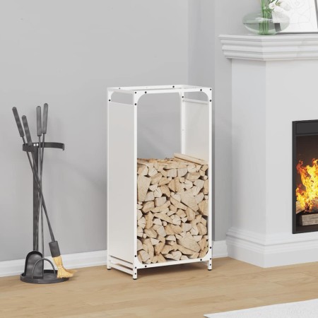 Leñero blanco 44x28x90 cm Acero laminado en frío de , Bolsas y soportes de leña - Ref: Foro24-864208, Precio: 60,94 €, Descue...