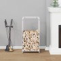 Leñero blanco 44x28x90 cm Acero laminado en frío de , Bolsas y soportes de leña - Ref: Foro24-864208, Precio: 63,23 €