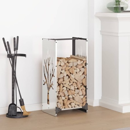 Leñero 40x30x80 cm acero inoxidable by , Firewood bags and holders - Ref: Foro24-864229, Price: 67,97 €, Discount: %