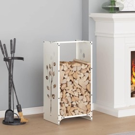 Leñero blanco 40x30x80 cm Acero laminado en frío de , Bolsas y soportes de leña - Ref: Foro24-864220, Precio: 58,71 €, Descue...