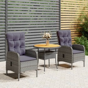3-Piece Garden Bistro Set Gray Synthetic Rattan by vidaXL, Garden sets - Ref: Foro24-3058547, Price: 333,51 €, Discount: %
