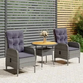 3-teiliges Garten-Bistro-Set aus grauem synthetischem Rattan von vidaXL, Gartensets - Ref: Foro24-3058547, Preis: 369,92 €, R...
