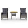 3-teiliges Garten-Bistro-Set aus grauem synthetischem Rattan von vidaXL, Gartensets - Ref: Foro24-3058547, Preis: 333,51 €, R...