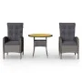 3-teiliges Garten-Bistro-Set aus grauem synthetischem Rattan von vidaXL, Gartensets - Ref: Foro24-3058547, Preis: 369,92 €, R...