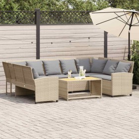Sofá de jardín con cojines ratán sintético beige by , Garden sets - Ref: Foro24-3365333, Price: 570,50 €, Discount: %