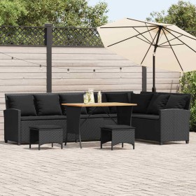 Set de sofás de jardín en forma de L con cojines 4 pzas negro von , Gartensets - Ref: Foro24-3365325, Preis: 582,92 €, Rabatt: %