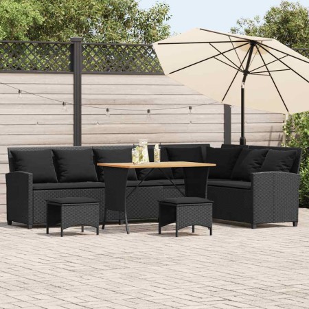 Set de sofás de jardín en forma de L con cojines 4 pzas negro von , Gartensets - Ref: Foro24-3365325, Preis: 582,92 €, Rabatt: %