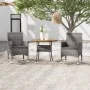 Garten Esstischgarnitur 3 Stück Kunststoff Rattan grau von vidaXL, Gartensets - Ref: Foro24-3058483, Preis: 212,19 €, Rabatt: %