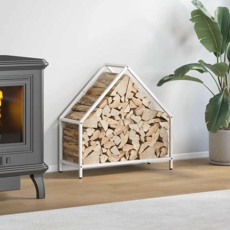 Leñero blanco 60x25x60 cm Acero laminado en frío by , Firewood bags and holders - Ref: Foro24-864304, Price: 37,26 €, Discoun...