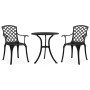 Mesa y sillas de bistró 3 piezas aluminio fundido negro de vidaXL, Conjuntos de jardín - Ref: Foro24-315592, Precio: 340,45 €