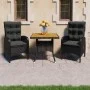 Gartenmöbel 3 Stück synthetisches Rattan schwarz Akazienholz von vidaXL, Gartensets - Ref: Foro24-3058527, Preis: 393,06 €, R...