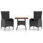 Gartenmöbel 3 Stück synthetisches Rattan schwarz Akazienholz von vidaXL, Gartensets - Ref: Foro24-3058527, Preis: 346,10 €, R...