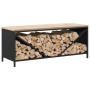 Leñero con tablero de madera negro 100,5x35,5x40 cm by , Firewood bags and holders - Ref: Foro24-864255, Price: 105,39 €, Dis...