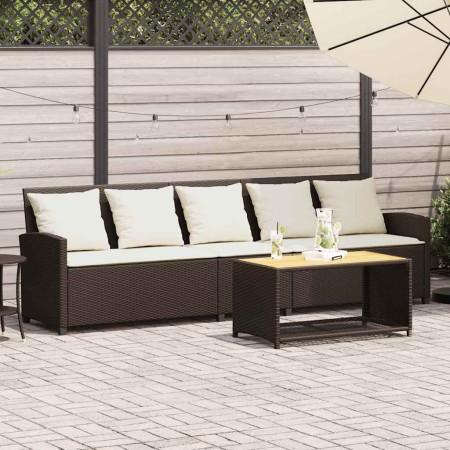 Sofá de jardín con cojines 5 plazas ratán sintético marrón de , Conjuntos de jardín - Ref: Foro24-4104113, Precio: 296,47 €, ...