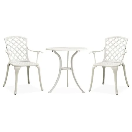 Bistro table and chairs 3 pieces white cast aluminum by vidaXL, Garden sets - Ref: Foro24-315593, Price: 312,92 €, Discount: %
