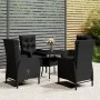 Garten Bistro Set 5 Stück Kunststoff Rattan schwarz von vidaXL, Gartensets - Ref: Foro24-3058552, Preis: 633,48 €, Rabatt: %