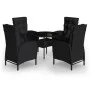 5-piece black synthetic rattan garden bistro set by vidaXL, Garden sets - Ref: Foro24-3058552, Price: 636,56 €, Discount: %