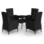 Garten Bistro Set 5 Stück Kunststoff Rattan schwarz von vidaXL, Gartensets - Ref: Foro24-3058552, Preis: 551,30 €, Rabatt: %