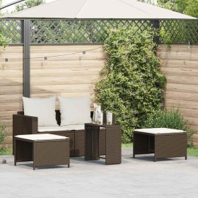 Set de muebles de jardín con cojines apilables 5 pzas marrón by , Outdoor sofas - Ref: Foro24-4104164, Price: 250,75 €, Disco...