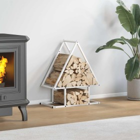 Leñero blanco 50x25x60 cm Acero laminado en frío by , Firewood bags and holders - Ref: Foro24-864312, Price: 30,49 €, Discoun...