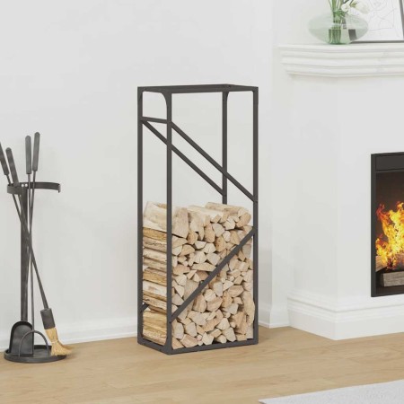Leñero negro 40x25x100 cm Acero laminado en frío by , Firewood bags and holders - Ref: Foro24-864331, Price: 39,65 €, Discoun...