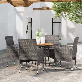 Garten-Essgruppe 5-teilig aus grauem synthetischem Rattan von vidaXL, Gartensets - Ref: Foro24-3058493, Preis: 341,90 €, Raba...