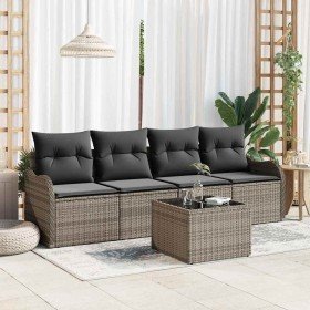 Conjunto de sofá de jardín 5 pcs Gris Poliratán