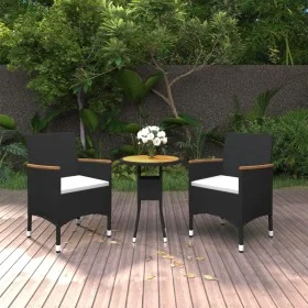 3-Piece Black Synthetic Rattan Garden Dining Set by vidaXL, Garden sets - Ref: Foro24-3058466, Price: 175,76 €, Discount: %