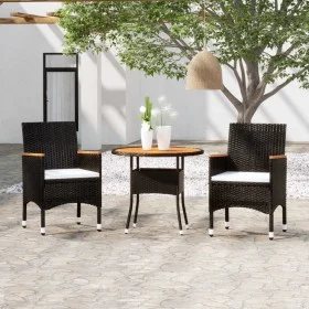 3-teiliges Garten-Ess-Set aus schwarzem synthetischem Rattan von vidaXL, Gartensets - Ref: Foro24-3058486, Preis: 215,83 €, R...